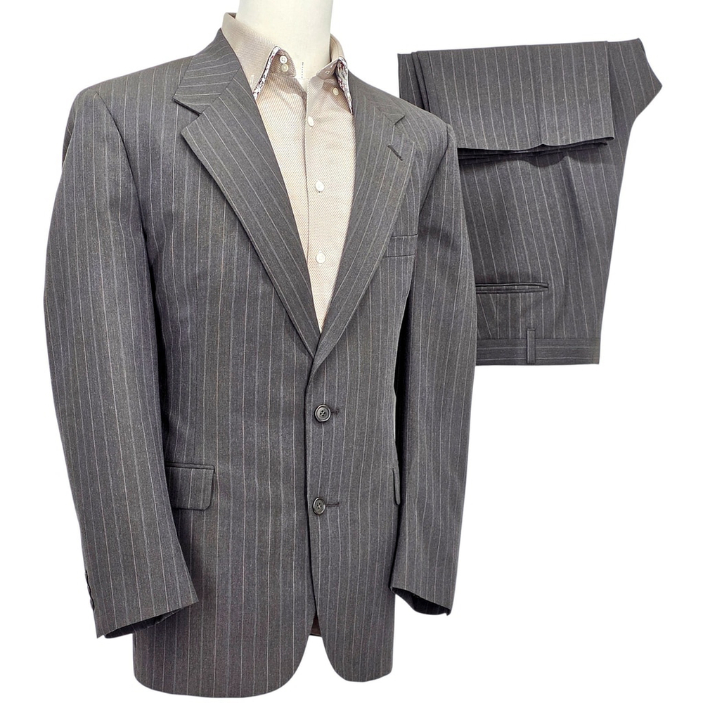 Mens Gray Pinstripe Suit 42R Nino Cerruti Rue Royale Vintage 2 Piece USA - Picture 2 of 16